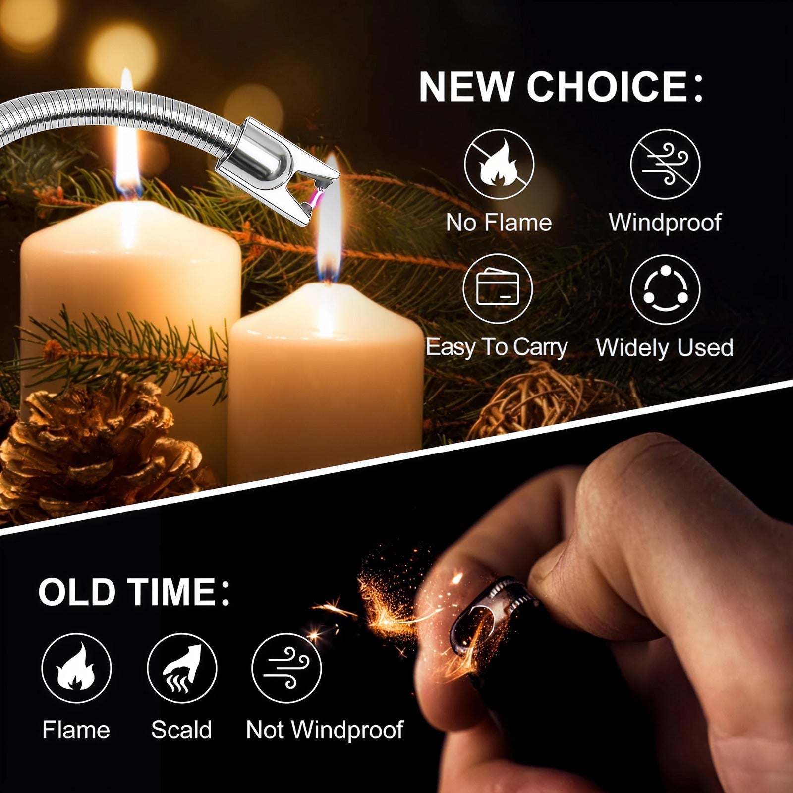 USB Arc Lighter for BBQ, Gas Stove & Candles – Windproof Electric Lighter