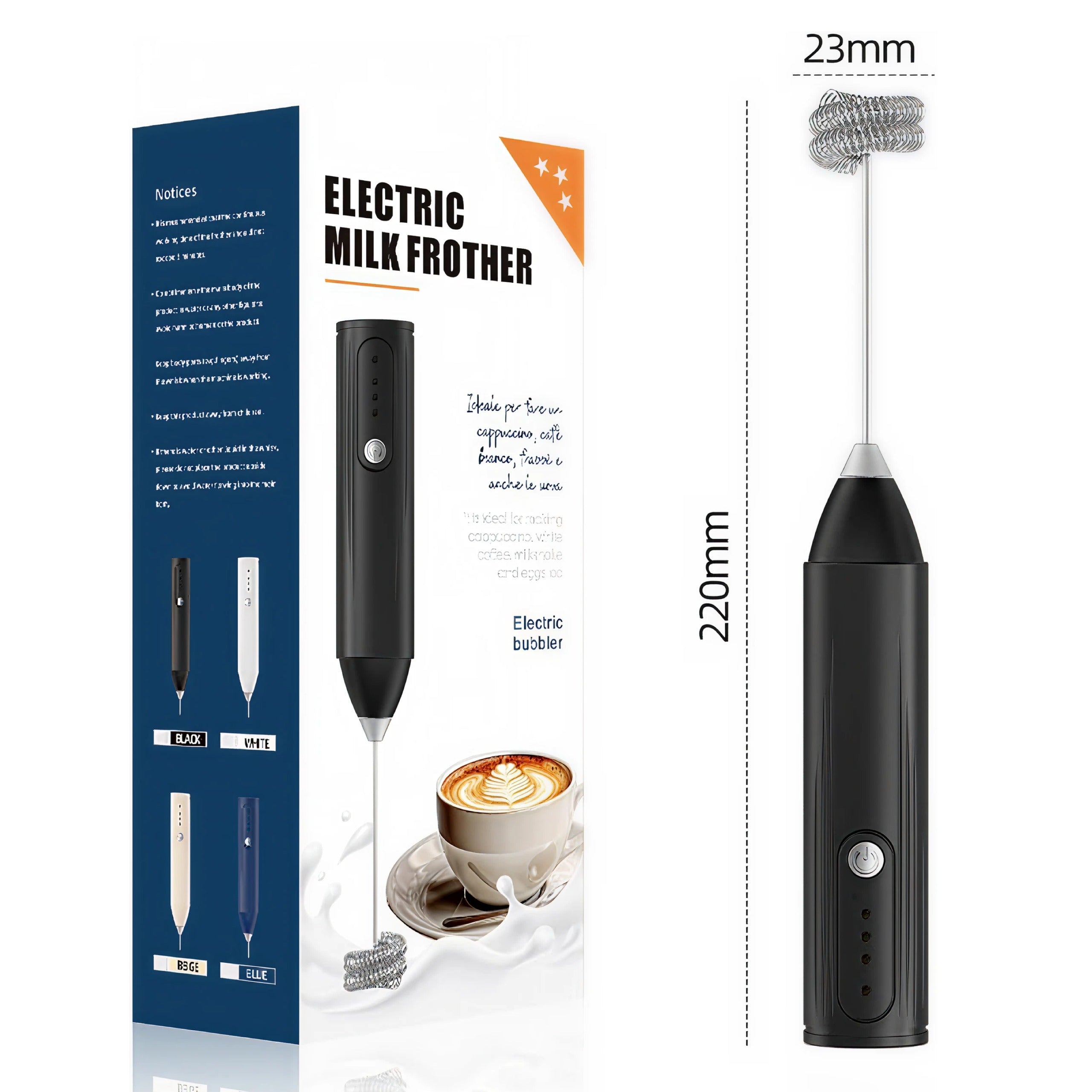 2-in-1 Portable Electric Milk Frother Coffee Mixer – USB Rechargeable Foam Maker