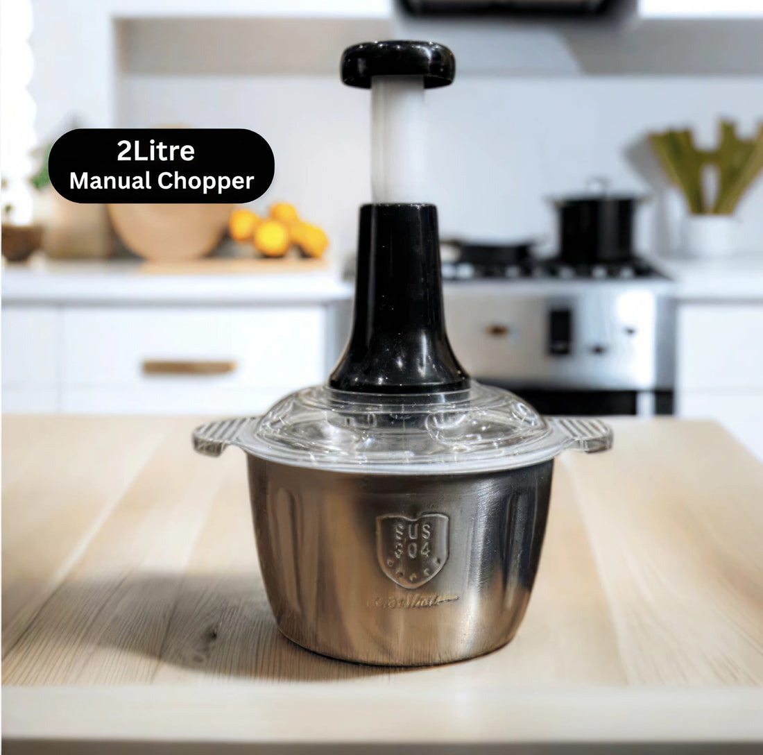 Multi-Function Manual Food Chopper 2L – Stainless Steel Vegetable & Meat Cutter