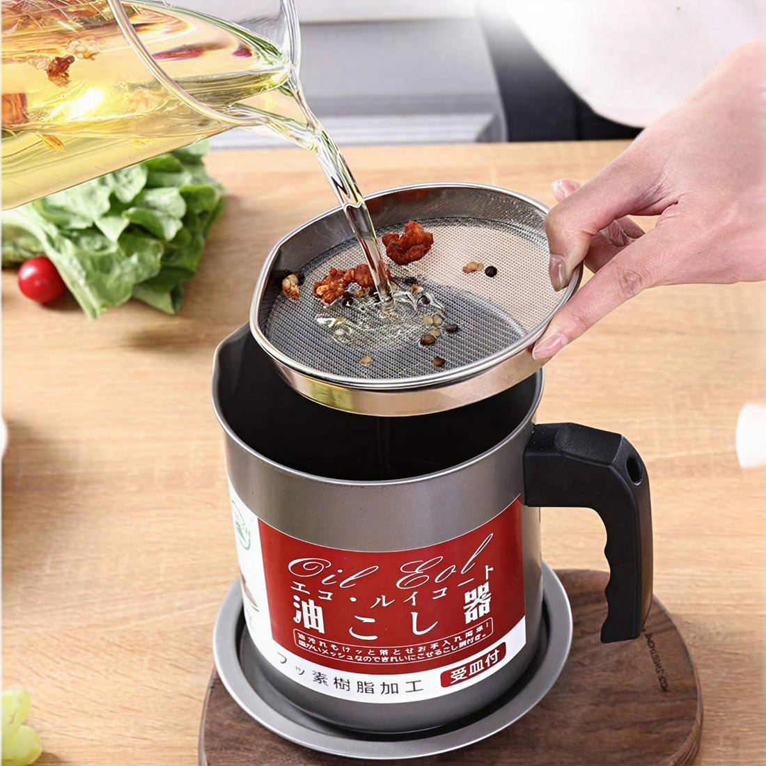 Kitchen Oil Strainer Container – Stainless Steel Grease Filter Pot